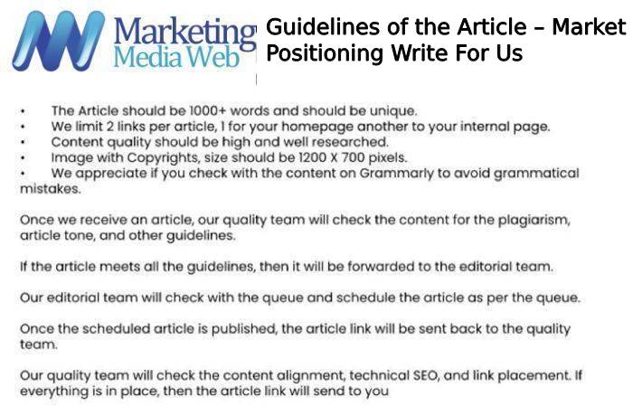 Guidelines of the Article – Market Positioning Write For Us